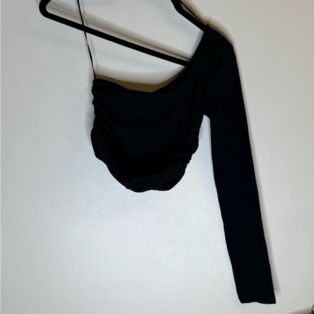 Zara Black One-Shoulder Top